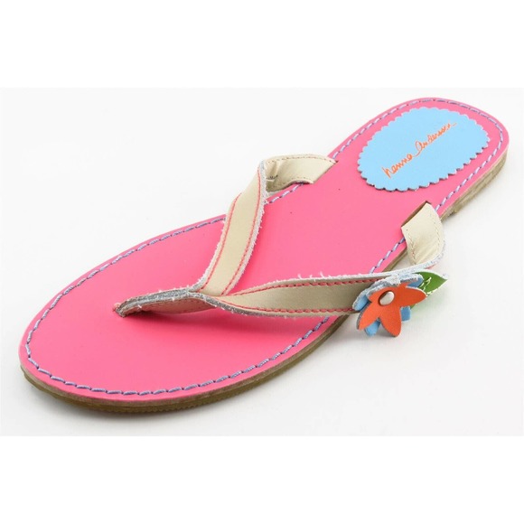 Hanna Andersson Pink Leather Flip Flop Girls Shoes‎ Size 34 M - Picture 1 of 6